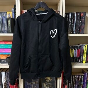 SHEIN Black Hoodie with White Heart